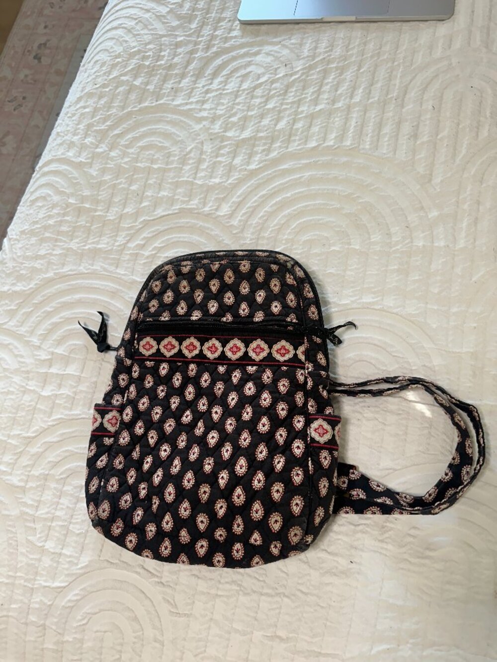 Vintage Vera Bradley Black Red Quilted Backpack